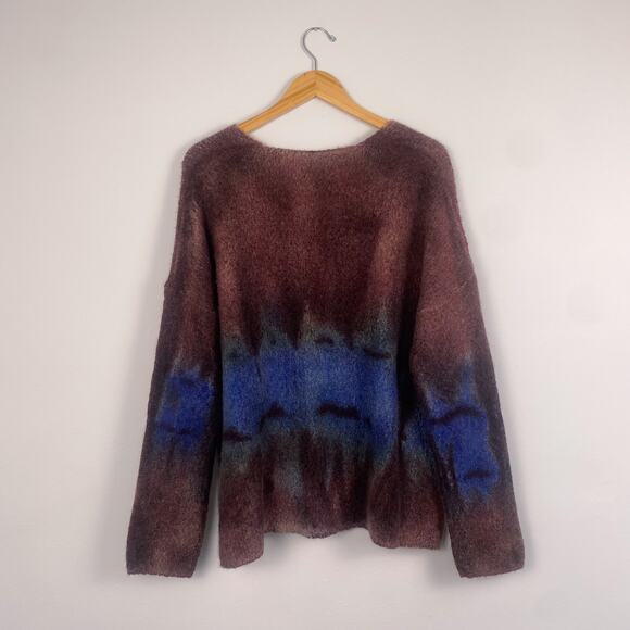 F Cashmere by Fissore Sweaters Tie Dye V-Neck Knit Sweater Large - Picture 8 of 8